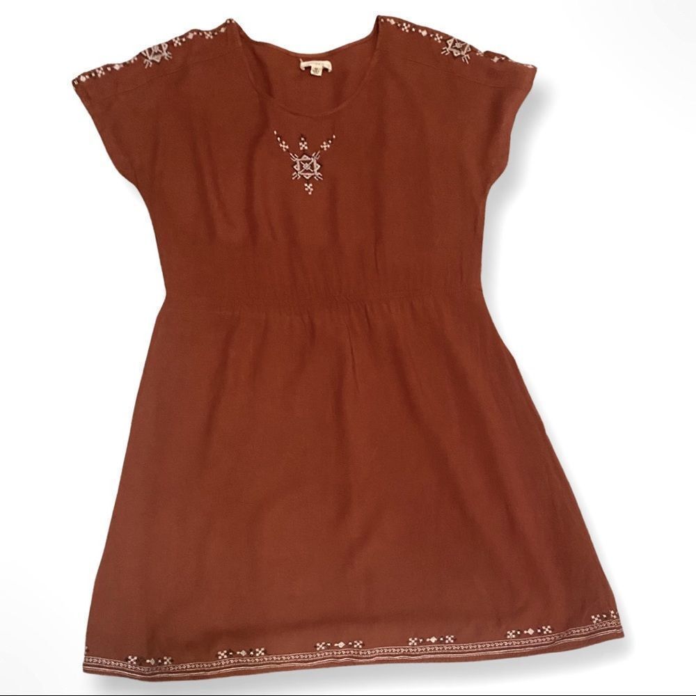 Super B Brown Cross-Stitched T-Shirt Dress